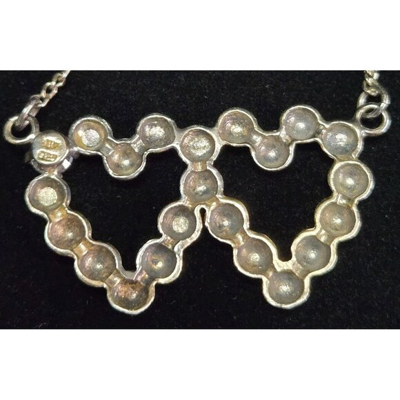 Rare Sterling Silver Anna Sheffield Double Heart Necklace - Picture 4 of 7